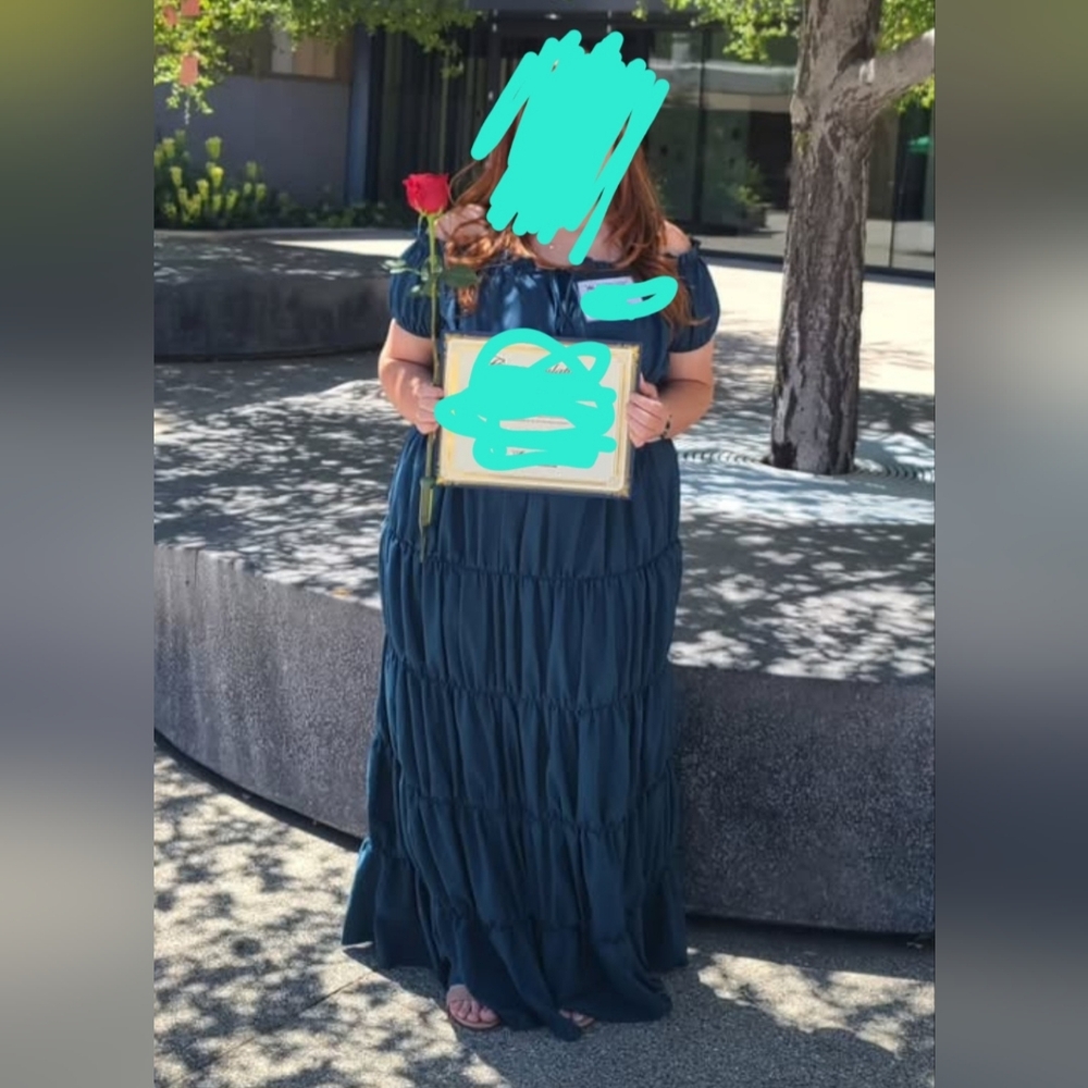 (Sz 14-18) Stretchy Green Princess Dress Women’s Tiered Maxi Dress in Teal